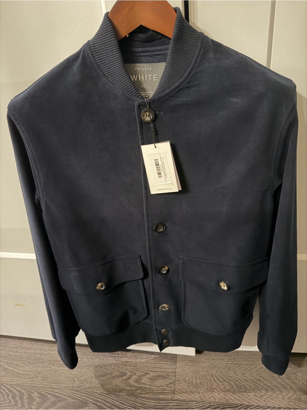 Private White VC Moleskin Navy Blue Bomber Jacket Size 3 NWT Never Worn